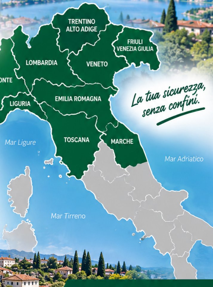 Mappa delle zone operative: Nord e Centro Italia